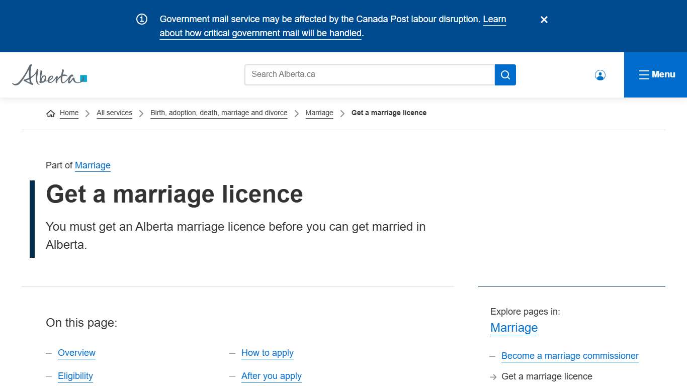 Get a marriage licence Alberta.ca